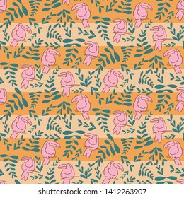 pink toucan stripes repeat pattern design. Perfect for textile, wallpaper, card, or background