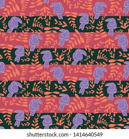 pink toucan stripes repeat pattern design. Perfect for textile, wallpaper, card, or background