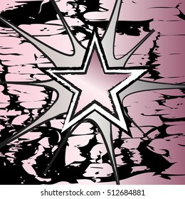 Pink Tourmaline colored rock n roll grunge star vector background