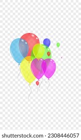 Pink Toy Background Transparent Vector. Confetti Party Background. Purple Graphic. Blue Baloon. Helium Sphere Frame.
