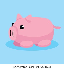 Pink toy pig, illustration, vector