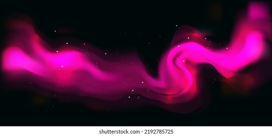 Pink traces of fairy dust or smoke with sparkles and glitter. Vector illustration