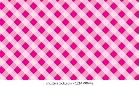 Pink traditional gingham background.Texture from squares for -tablecloths, clothes, shirts, dresses, paper and other textile products.llustration.