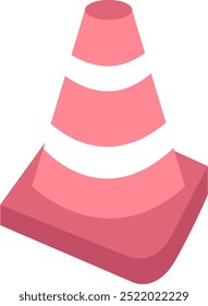 Rosa Symbol für Verkehrskegel. Einfacher flacher Stil.