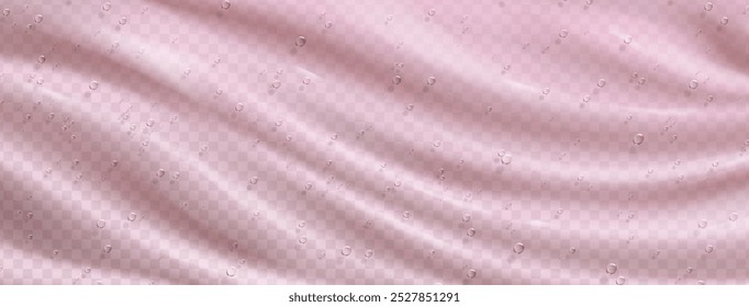 Textura de gel transparente rosa com bolhas e ondas. Ilustração realista do vetor 3d do fundo ondulado líquido translúcido. Produto cosmético para cuidados da pele e do corpo. Essência de umidade gelatinosa ou loção.