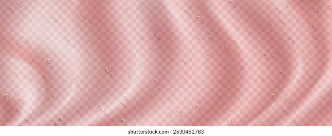 Textura de gel transparente rosa con burbujas y ondas. Ilustración vectorial realista en 3D de fondo ondulado líquido translúcido. Producto cosmético para el cuidado de la piel y el cuerpo. Esencia o loción de jalea de humedad.