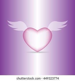 Pink transparent heart with wings