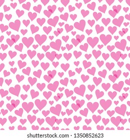 Pink transparent hearts seamless pattern 
