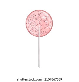 Pink Transparent Lollipop Candy with Glitters Vector