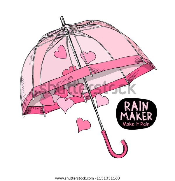 Pink Transparent Umbrella Hearts Vector Illustration wektor stockowy