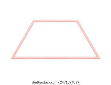 Pink trapezoid frame architectural basic foundation 3d decor element front view realistic vector illustration. Geometric polygonal corner figure border construction framework decorative shape isolated