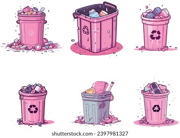  Pink Trash Icon Design Illustration – a stylish and functional addition to your digital or print projects