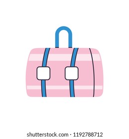 Pink travel suitcase isolated