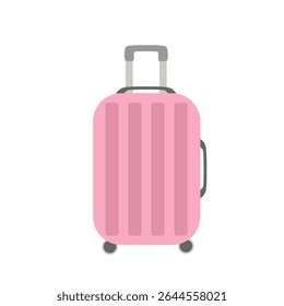 Pink travel suitcase with wheels and handle, ideal for travel posters, holiday promotions, or summer campaigns.