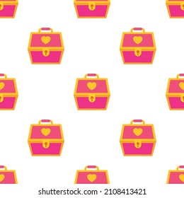 Pink treasure chest for a princess pattern seamless background texture repeat wallpaper geometric vector
