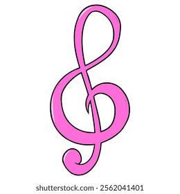 pink treble clef sign music illustration hand drawn isolated vector