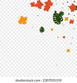 Pink Tree Background Transparent Vector. Leaves Tropical Texture. Orange Monstera. Fashion Backdrop. Yellow Spring Pattern.