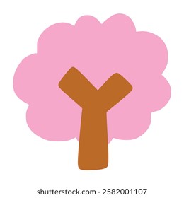Pink tree doodle, illustration, simple, minimalist, hand-drawn, playful, clean, cute, aesthetic and friendly