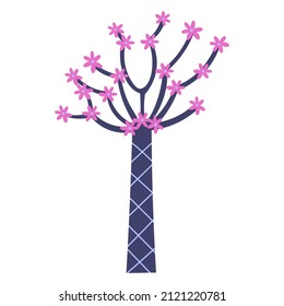 Pink tree hand-drawn vector illustration