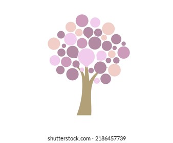 Pink Tree icon. Emblem. Nature. Flat vector.