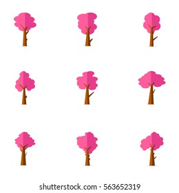 Pink tree set of vector art collection stock