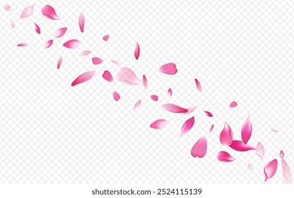 Pink Tree Vector Transparent Background. Sakura March Illustration. Rosa Flutter Cover. Bloom Fly Design. Purple Rose Blow Banner.