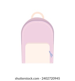 Pink trendy backpack, girls bag for school supplies, cartoon style. Hand drawn modern vector illustration 