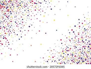 Pink Triangle Anniversary Illustration. Pattern Circle Background. Yellow Festival Confetti Isolated. Green Design Round.