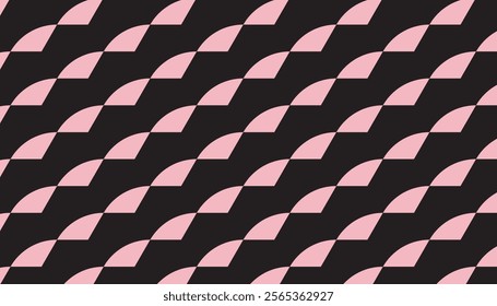 Pink triangle background with striped stairs pattern. on a black background