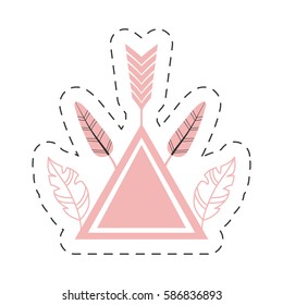 pink triangle feathers decoration thin line vector illustration eps 10