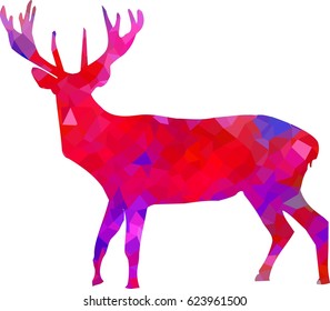 Pink triangle geometric deer. Forest animal. Modern trendy pattern.