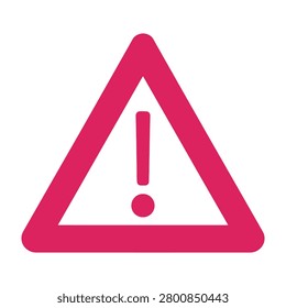 A pink triangle warning sign with an exclamation mark symbol on a white background, indicating caution or alertness