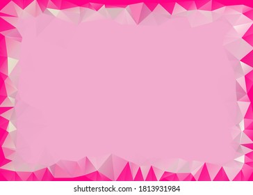 Dibujo de un marco de triángulos rosados Resumen de cristales geométricos de baja polilla en el fondo triangular Ilustración del vector