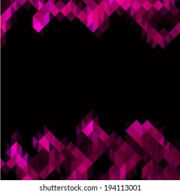 Pink triangles set as frame for text on black background