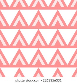 Pink triangles vector seamless pattern on white background. Perfect for fabric, textile, wallpapers, backgrounds and other surfaces