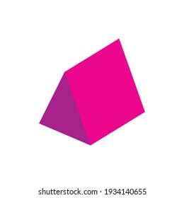 pink triangular prism basic simple 3d shape isolated on white background