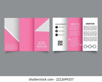 pink trifold business brochure. Catalog Vector Template. Vector. Flyer for printing. Vector Template.