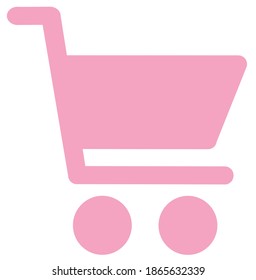 Pink Trolley icon vector. Shopping cart icon in white background.