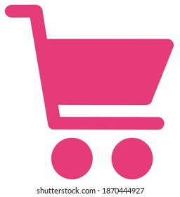 rosafarbene Trolleysymbol, Vektorgrafik. Warenkorb-Symbol auf weißem Hintergrund.