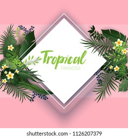 Tarjeta tropical rosa