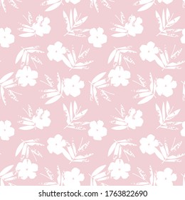 Pink Tropical Leaf botanical seamless pattern background suitable for fashion prints, graphics, backgrounds and crafts