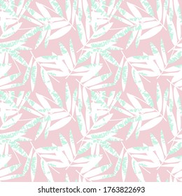 Pink Tropical Leaf botanical seamless pattern background suitable for fashion prints, graphics, backgrounds and crafts
