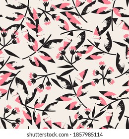 Fondo de patrón ininterrumpido de hoja tropical rosa adecuado para impresiones de moda, gráficos, fondos y artesanías