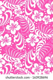 Pink tropical in repeat pattern.