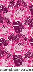 Pink Tropical Seamless Vector Background