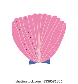 Pink Tropical Shell, Marine Underwater Nature Aquatic Seashell Vector Illustration