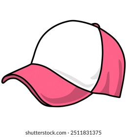 Pink Trucker Hat Snapback Cap Vector Drawing Illustration