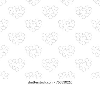 Pink Trumpet Flower Seamless on White Background. Vector Illustration.