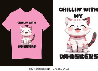 Logo de diseño de gato de camiseta rosa