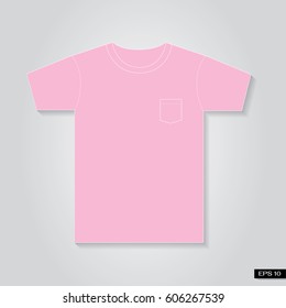 Pink T-shirt with front pocket.